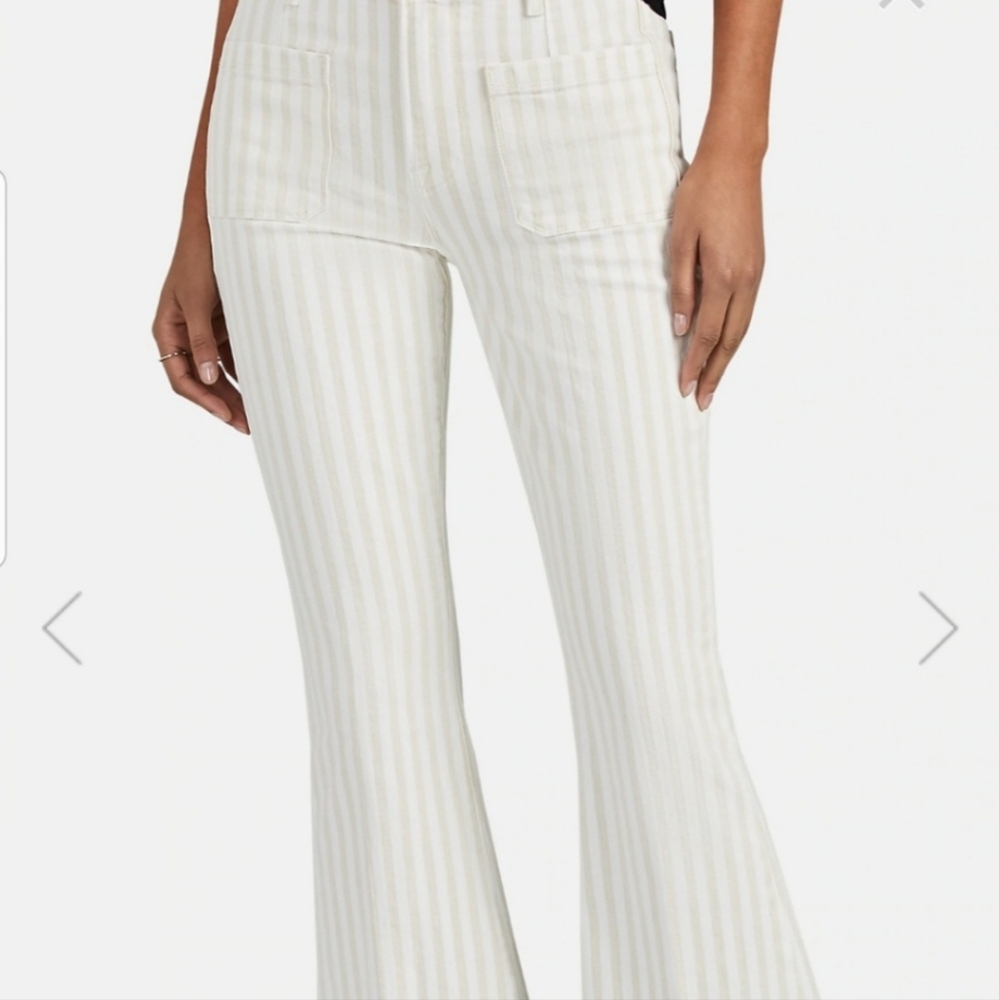 Frame Denim Cream and White Striped Pants